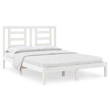 White Solid Wood Pine Bed Frame 140x190 cm | HipoMarket