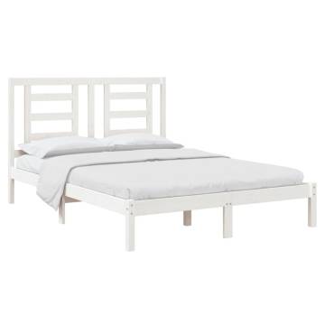 White Solid Wood Pine Bed Frame 140x190 cm | HipoMarket