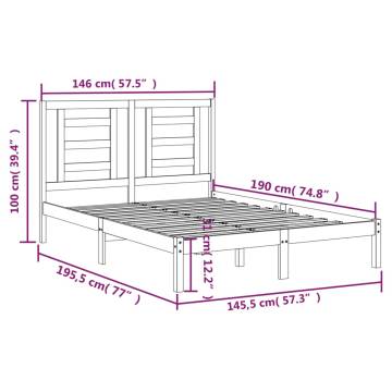 White Solid Wood Pine Bed Frame 140x190 cm | HipoMarket