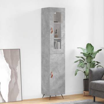 Stylish Highboard Concrete Grey - 34.5x34x180 cm Engineered Wood