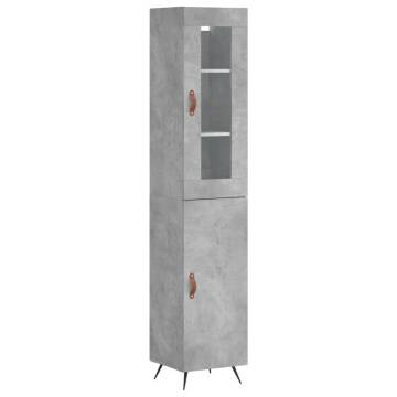 Stylish Highboard Concrete Grey - 34.5x34x180 cm Engineered Wood