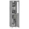 Stylish Highboard Concrete Grey - 34.5x34x180 cm Engineered Wood