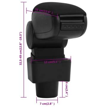 Car Armrest Black 13x32x(32.5-49) cm ABS - Hipomarket UK