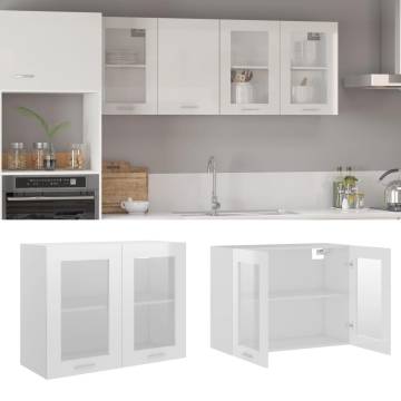 High Gloss White Hanging Glass Cabinet - 80x31x60 cm