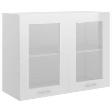 High Gloss White Hanging Glass Cabinet - 80x31x60 cm