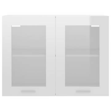 High Gloss White Hanging Glass Cabinet - 80x31x60 cm