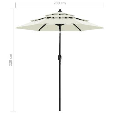 3-Tier Parasol with Aluminium Pole - Sand 2 m | Hipo Market