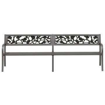 Twin Garden Bench 246 cm Grey Steel - Elegant Outdoor Seating