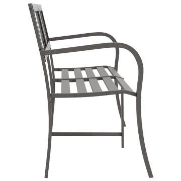 Twin Garden Bench 246 cm Grey Steel - Elegant Outdoor Seating