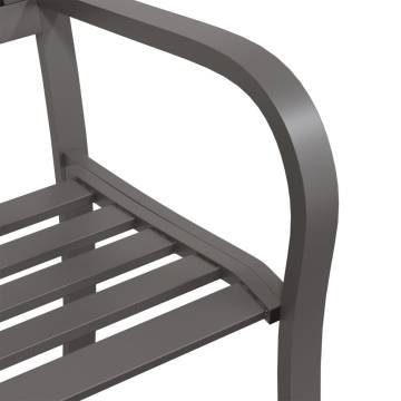 Twin Garden Bench 246 cm Grey Steel - Elegant Outdoor Seating