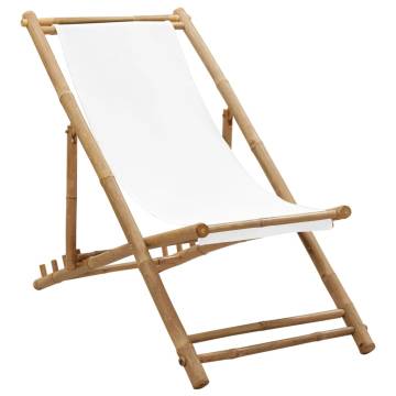 Comfortable Outdoor Bamboo & Canvas Deck Chair - Hipomarket