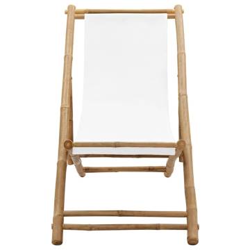 Comfortable Outdoor Bamboo & Canvas Deck Chair - Hipomarket