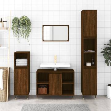 Brown Oak Bathroom Cabinet 80x33x60 cm - Stylish & Durable