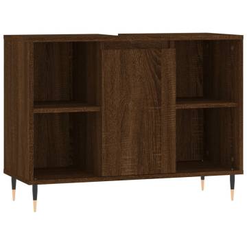 Brown Oak Bathroom Cabinet 80x33x60 cm - Stylish & Durable