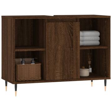 Brown Oak Bathroom Cabinet 80x33x60 cm - Stylish & Durable