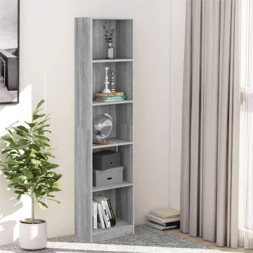 5-Tier Book Cabinet Grey Sonoma - Stylish Storage Solution