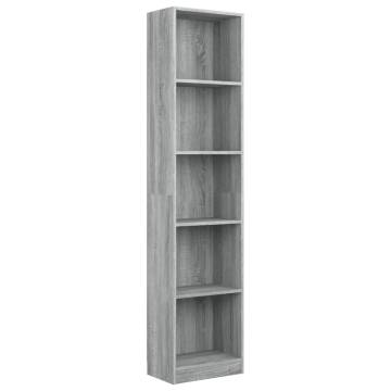 5-Tier Book Cabinet Grey Sonoma - Stylish Storage Solution