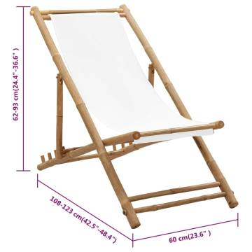 Comfortable Outdoor Bamboo & Canvas Deck Chair - Hipomarket