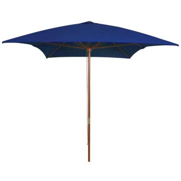 Blue Outdoor Parasol with Wooden Pole - 200x300 cm | Hipo Market