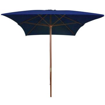 Blue Outdoor Parasol with Wooden Pole - 200x300 cm | Hipo Market