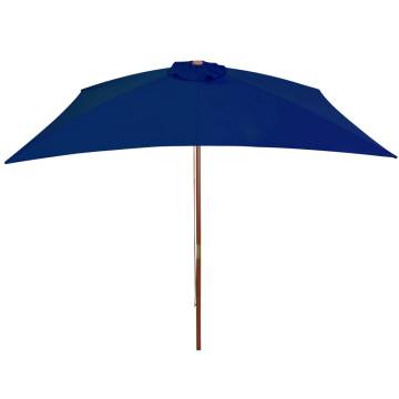 Blue Outdoor Parasol with Wooden Pole - 200x300 cm | Hipo Market