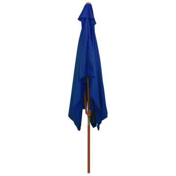 Blue Outdoor Parasol with Wooden Pole - 200x300 cm | Hipo Market