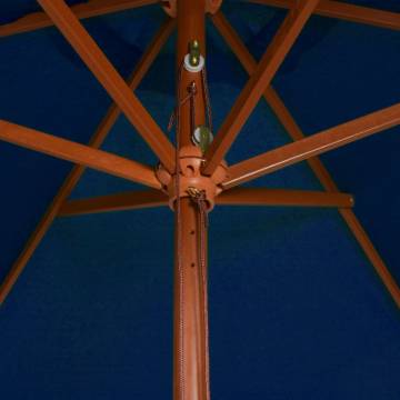 Blue Outdoor Parasol with Wooden Pole - 200x300 cm | Hipo Market