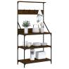 Baker's Rack with Hooks | 4-Tier Brown Oak | HipoMarket UK