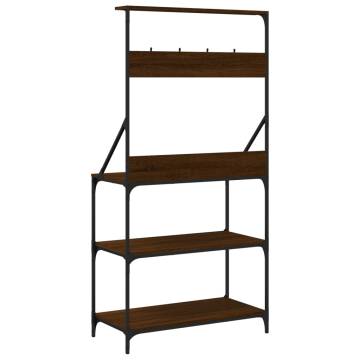 Baker's Rack with Hooks | 4-Tier Brown Oak | HipoMarket UK