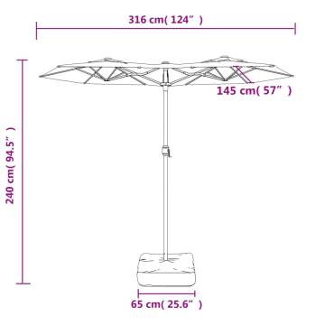 Double-Head Parasol Bordeaux Red - 316x240 cm | Hipo Market