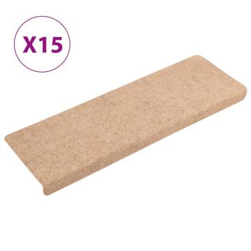 Stair Mats - 15 pcs Brown Needle Punch - 65x21 cm | HipoMarket