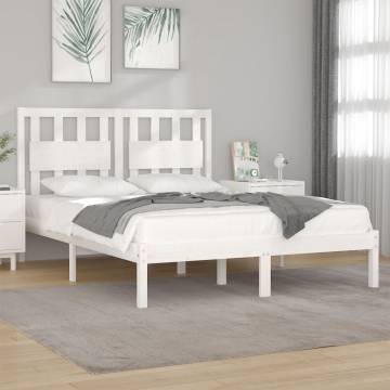 White Solid Wood Pine Bed Frame 160x200 cm | HipoMarket