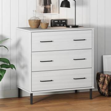 OSLO White Sideboard with 3 Drawers - Solid Pine Wood