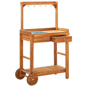 Garden Kitchen Trolley - Solid Acacia Wood | Hipomarket UK