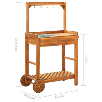 Garden Kitchen Trolley - Solid Acacia Wood | Hipomarket UK