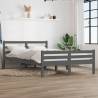 Bed Frame Grey Solid Wood 135x190 cm Double Colour grey Size 135 x 190 cm 