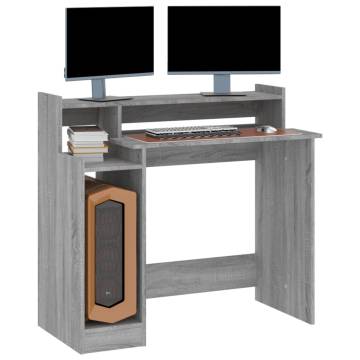 Desk with LED Lights Grey Sonoma - Modern Elegance | HipoMarket