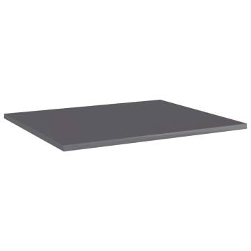 High Gloss Grey Bookshelf Boards - 8 pcs | HipoMarket