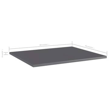 High Gloss Grey Bookshelf Boards - 8 pcs | HipoMarket