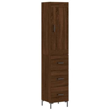 Stylish Highboard Brown Oak - 34.5x34x180 cm | Hipo Market