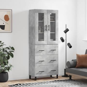 Stylish Concrete Grey Highboard | 69.5x34x180 cm