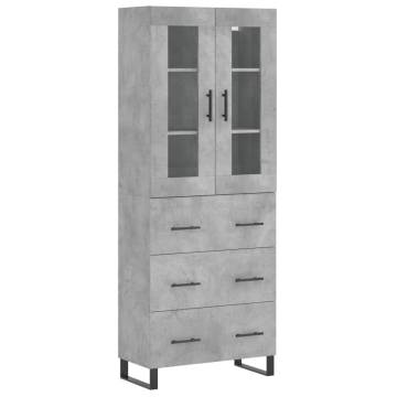 Stylish Concrete Grey Highboard | 69.5x34x180 cm