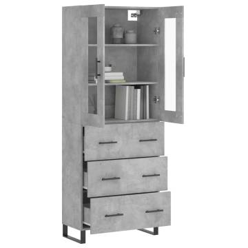 Stylish Concrete Grey Highboard | 69.5x34x180 cm