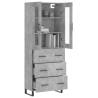 Stylish Concrete Grey Highboard | 69.5x34x180 cm