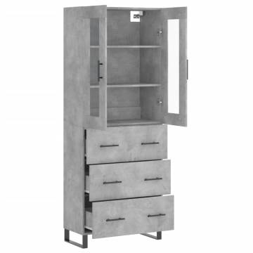 Stylish Concrete Grey Highboard | 69.5x34x180 cm