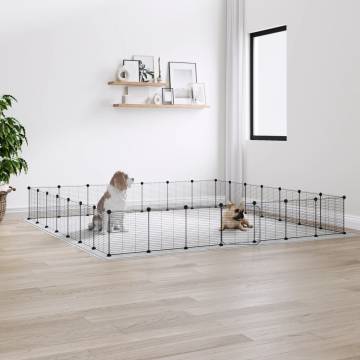 28-Panel Pet Cage with Door - Black Steel 35x35 cm | Hipo Market