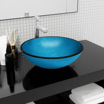 Stylish Blue Tempered Glass Basin - 42x14 cm | HipoMarket