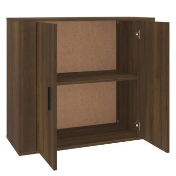 Brown Oak Sideboard - 80x33x70 cm | Durable Engineered Wood