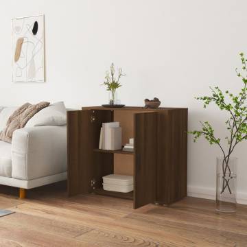 Brown Oak Sideboard - 80x33x70 cm | Durable Engineered Wood