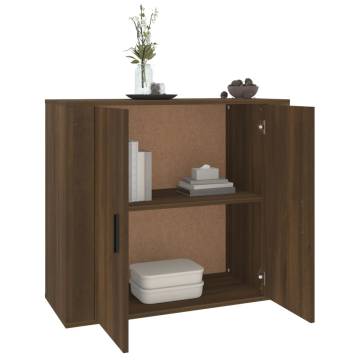 Brown Oak Sideboard - 80x33x70 cm | Durable Engineered Wood